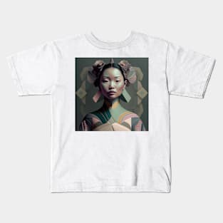 A Fractal Portrait of an Asian Woman Kids T-Shirt